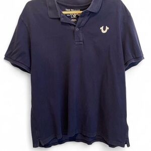 True Religion Classic Navy Short-Sleeve Polo with Contrast Logo